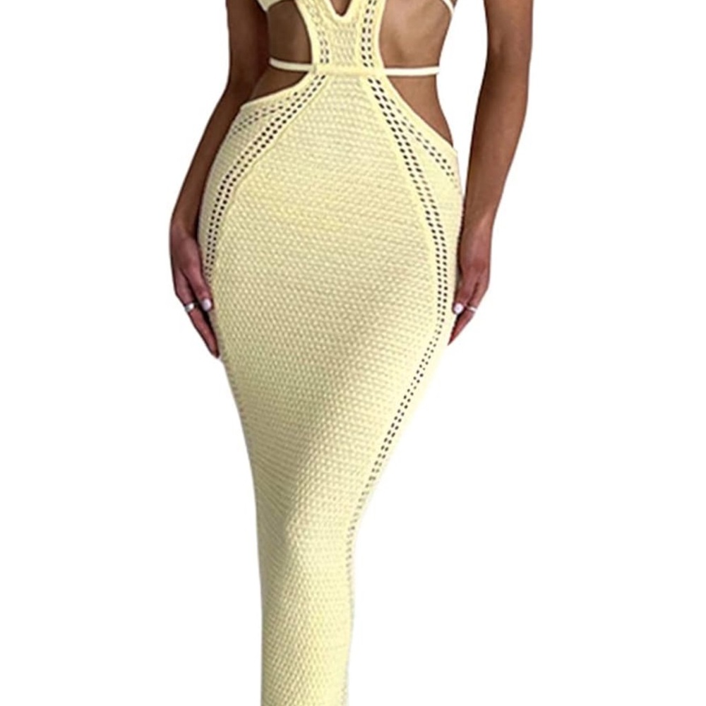 Elegant Yellow Knit Dress